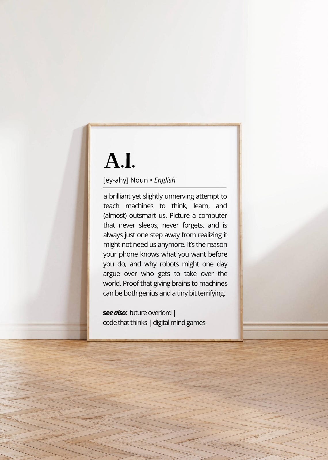 AI Definition Smart Machine Humor Tech Dictionary Style Wall Art - Image 2