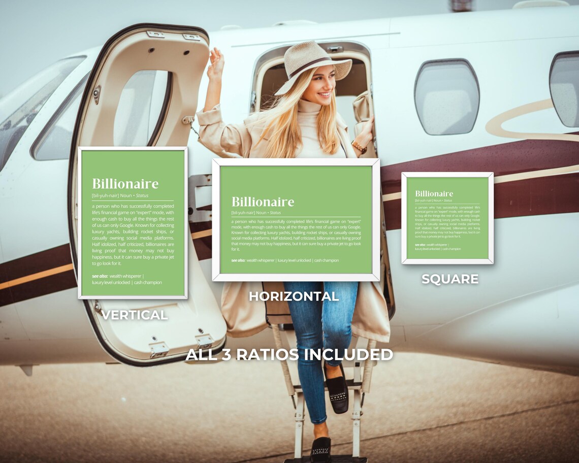 Billionaire Definition Poster Green Edition Funny Wealth Satire Gift Decor - Image 3