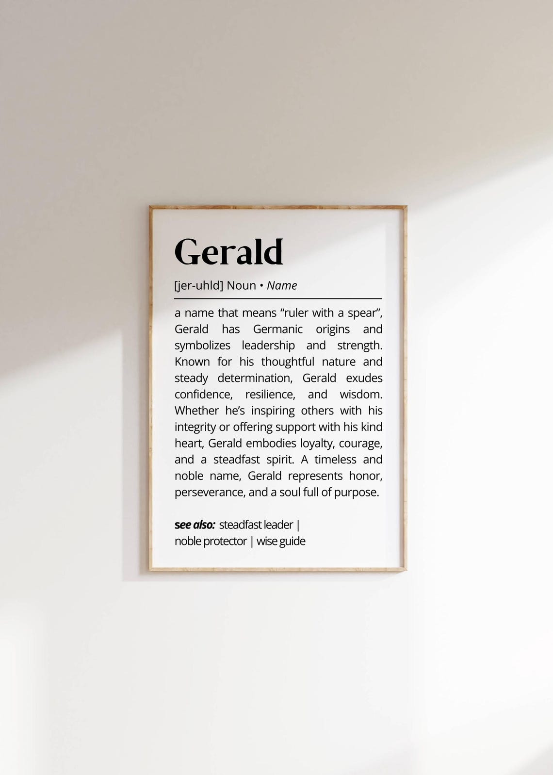 Gerald Name Meaning Dictionary Definition Personalized Gift Poster
