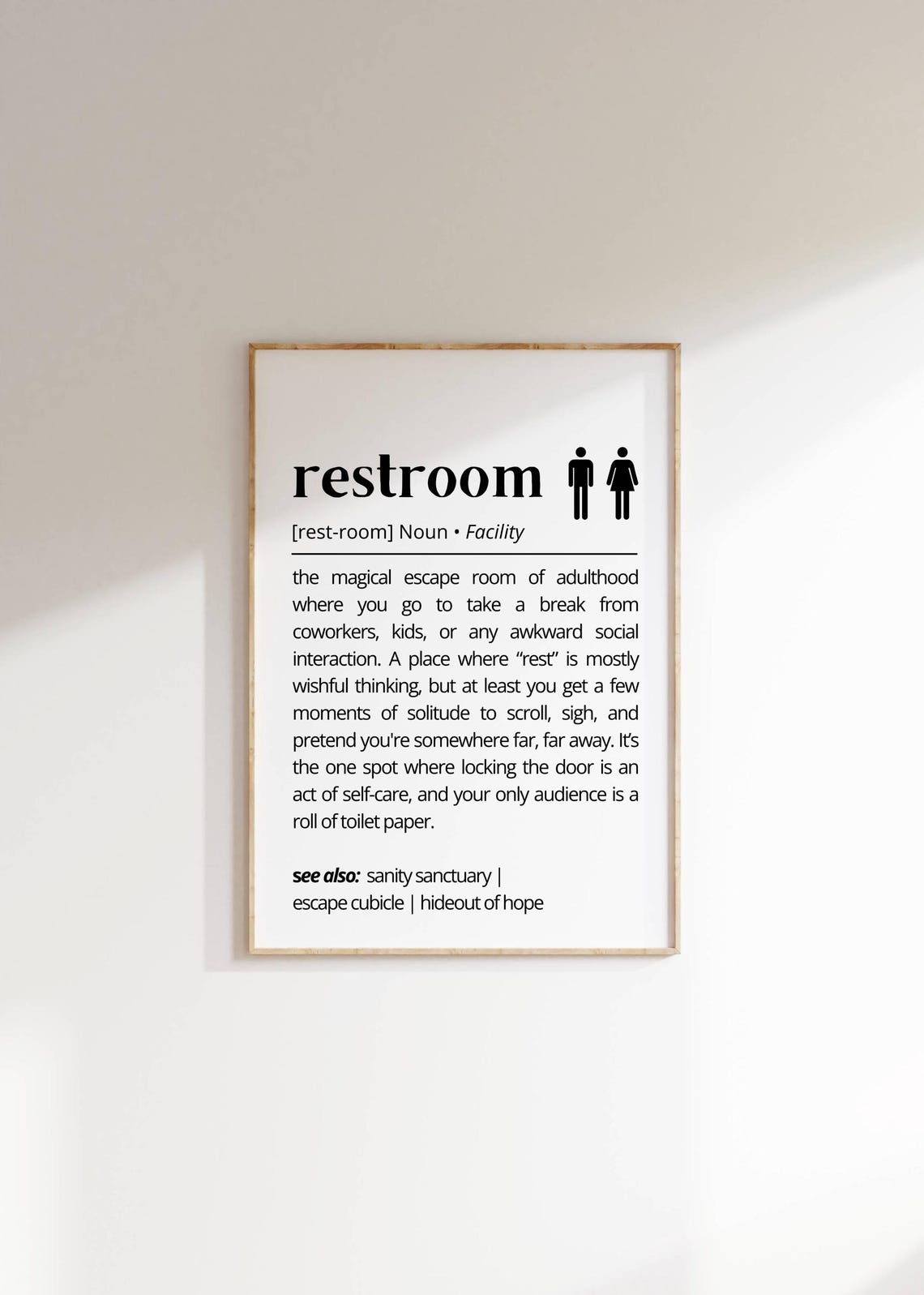 Restroom Funny Definition Bathroom Humor Facility Typography Poster