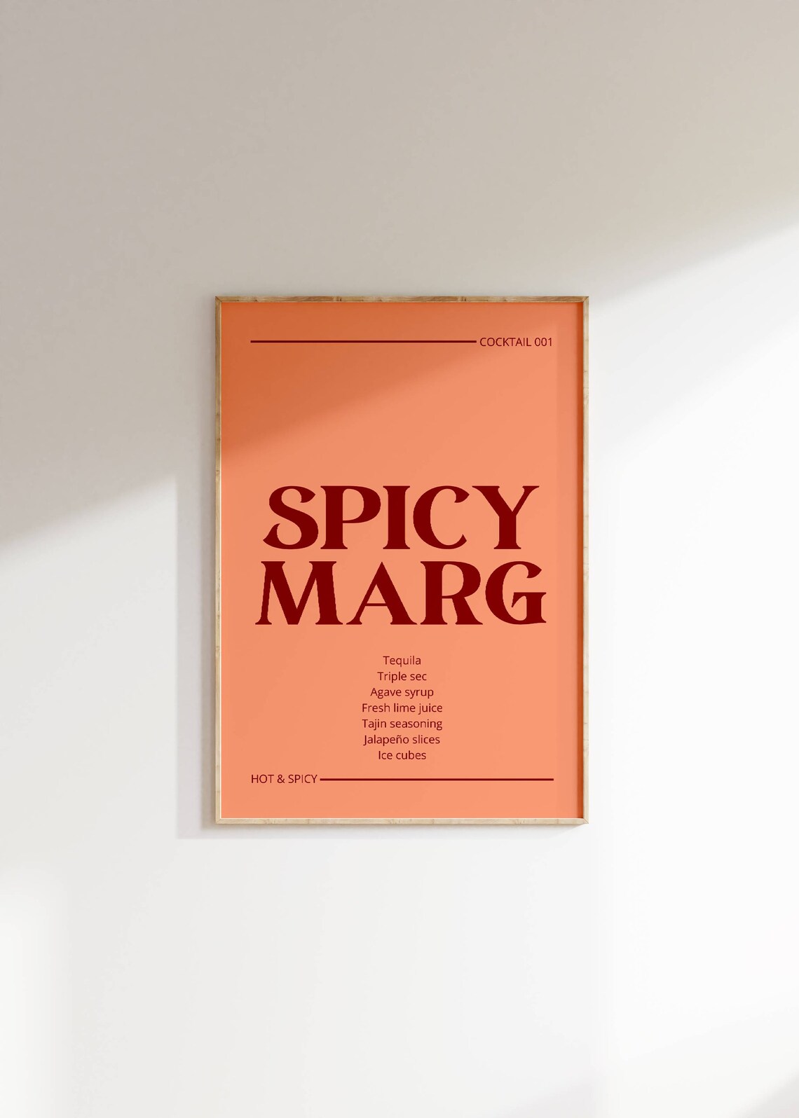 Spicy Marg Margarita Recipe Coral Orange Hot Spicy Kitchen Bar Poster - Image 3