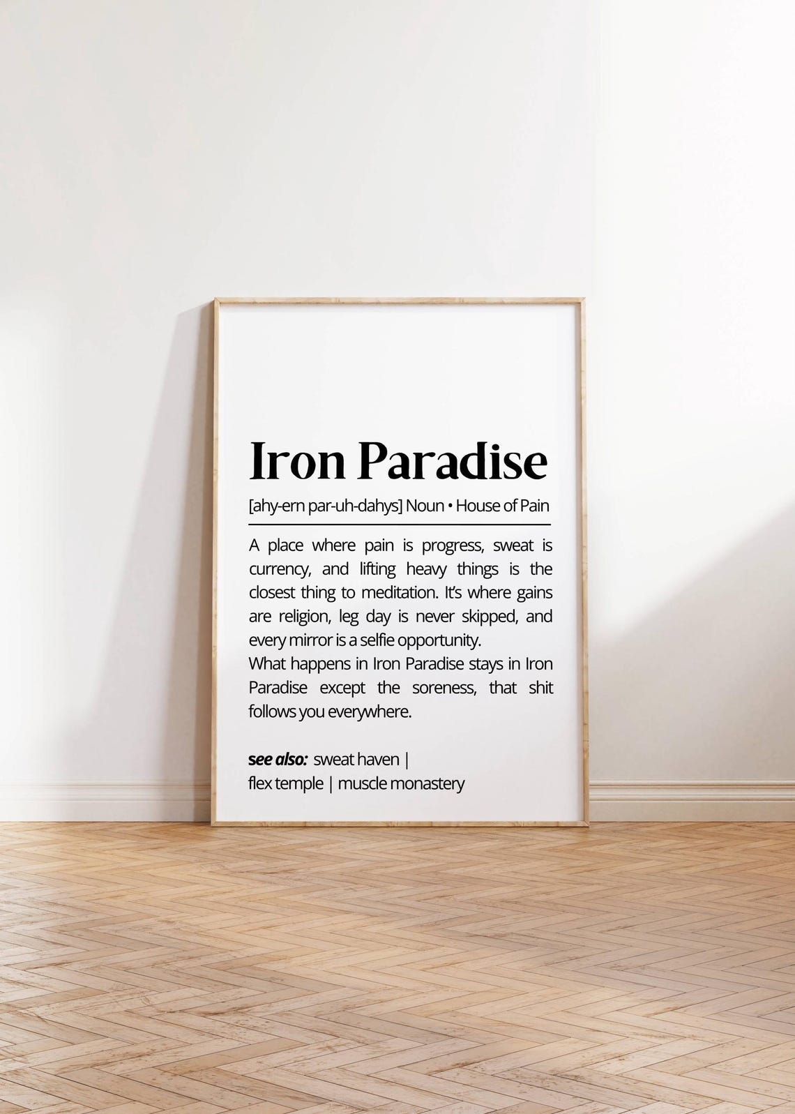 Iron Paradise Funny Gym Dictionary Definition Minimalist Poster - Image 2