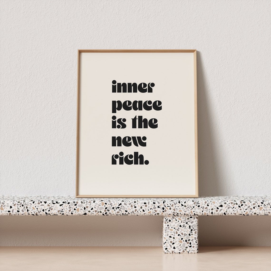 Inner Peace Is The New Rich Bold Retro Black Type Quote Art Print - Image 3