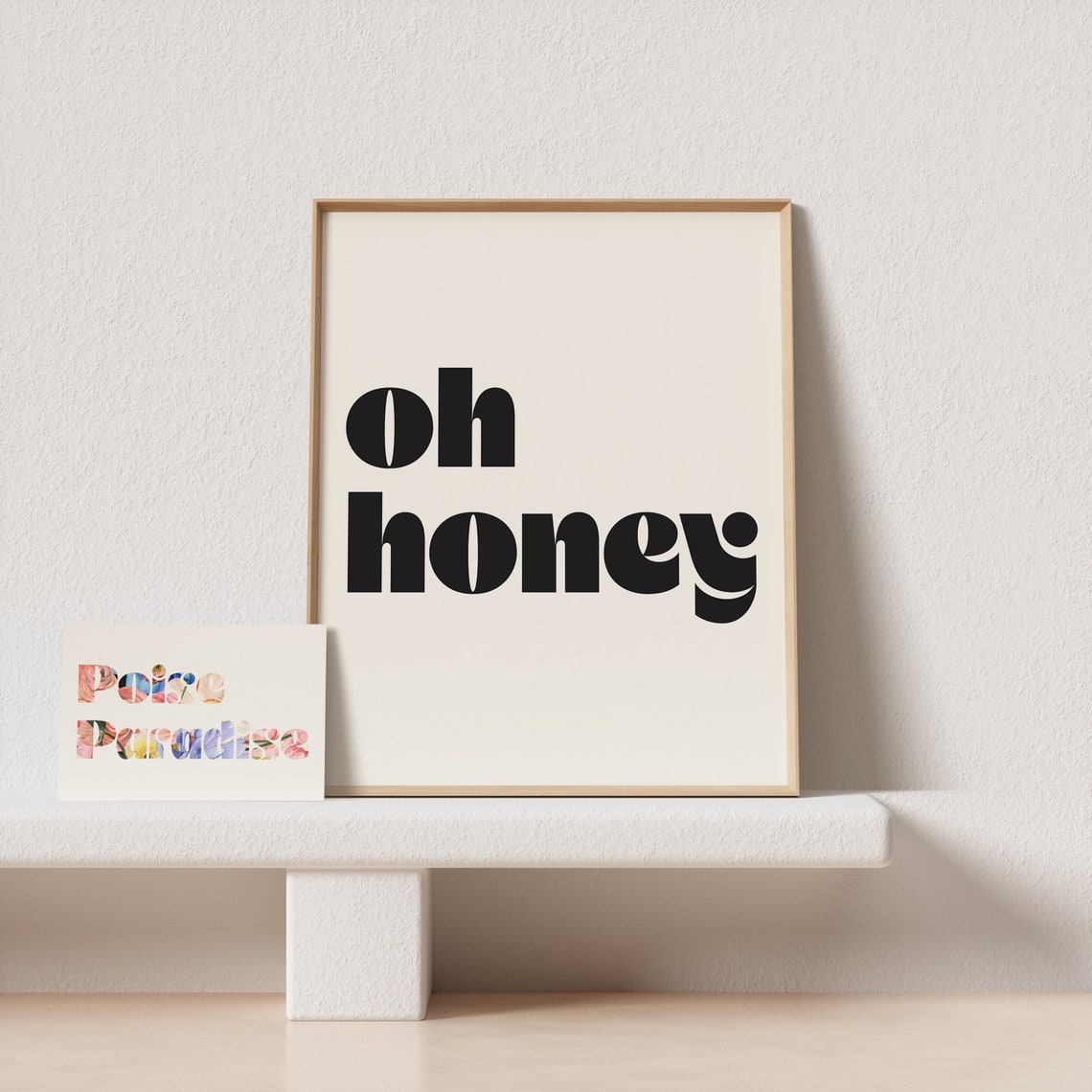 Oh Honey Bold Geometric Typography Poster in Black and Cream - Image 4