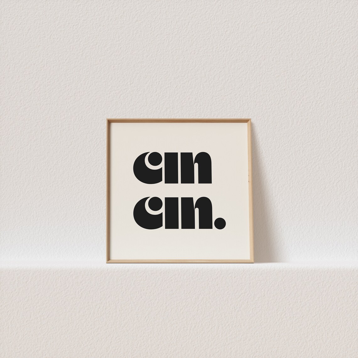 Cin Cin Retro Typography Art Print, Square Poster