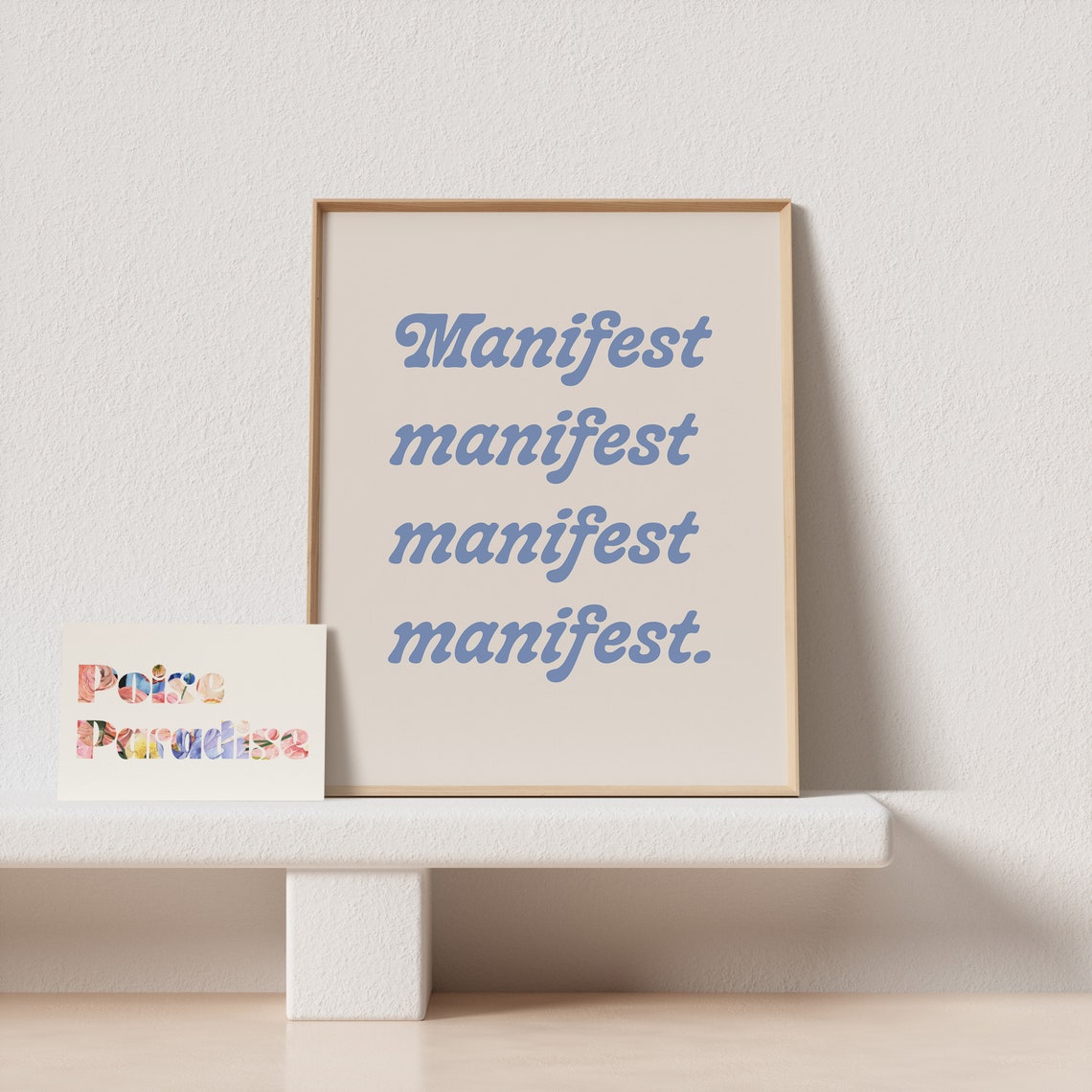 Manifest Blue Retro Script Affirmation Poster For Vision Board Walls - Image 4