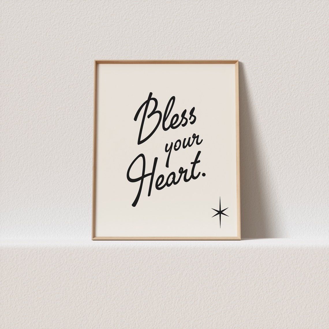 Bless Your Heart Handwritten Script Starburst Vintage Charm Poster
