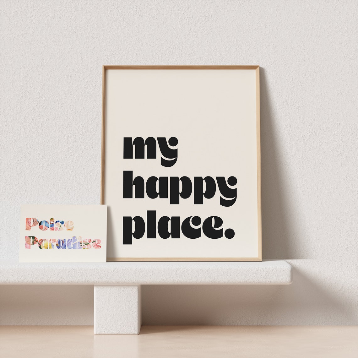 My Happy Place Groovy Lowercase Bold Typography Joyful Wall Poster - Image 4
