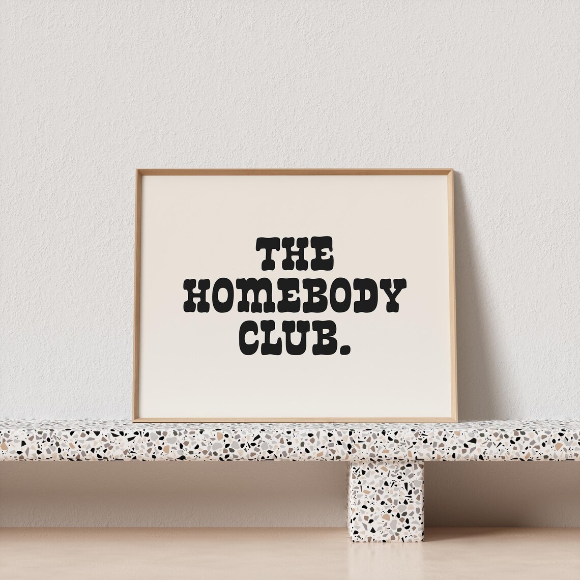 The Homebody Club Retro Typography Poster Cream Horizontal Black Art - Image 4