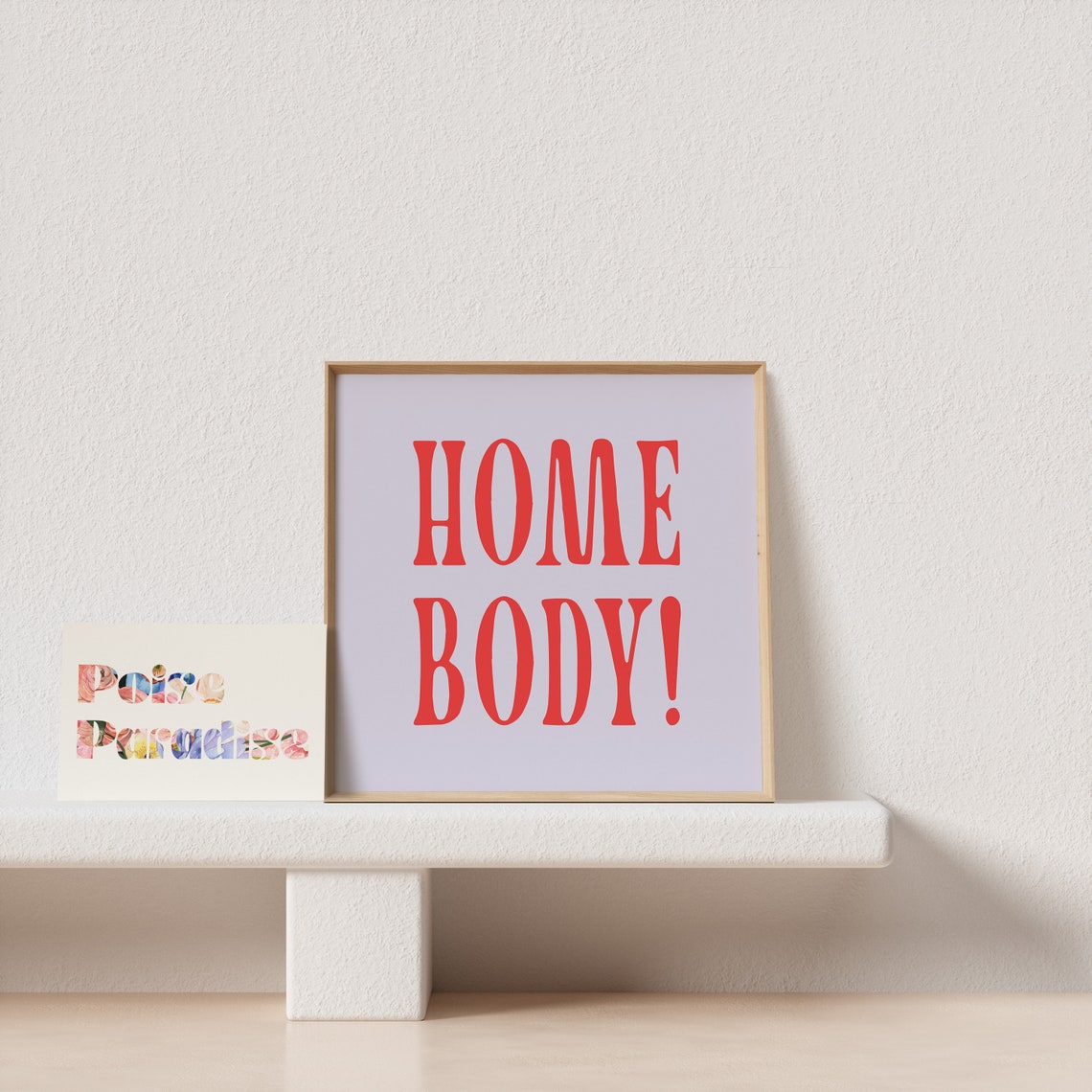 Bold Homebody Red Retro Typography Quote Poster Lilac Square Art - Image 4