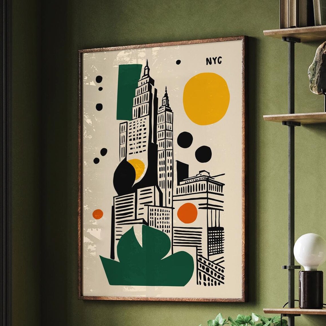 Retro NYC Empire State Building Geometric Skyline Art Poster - Image 5