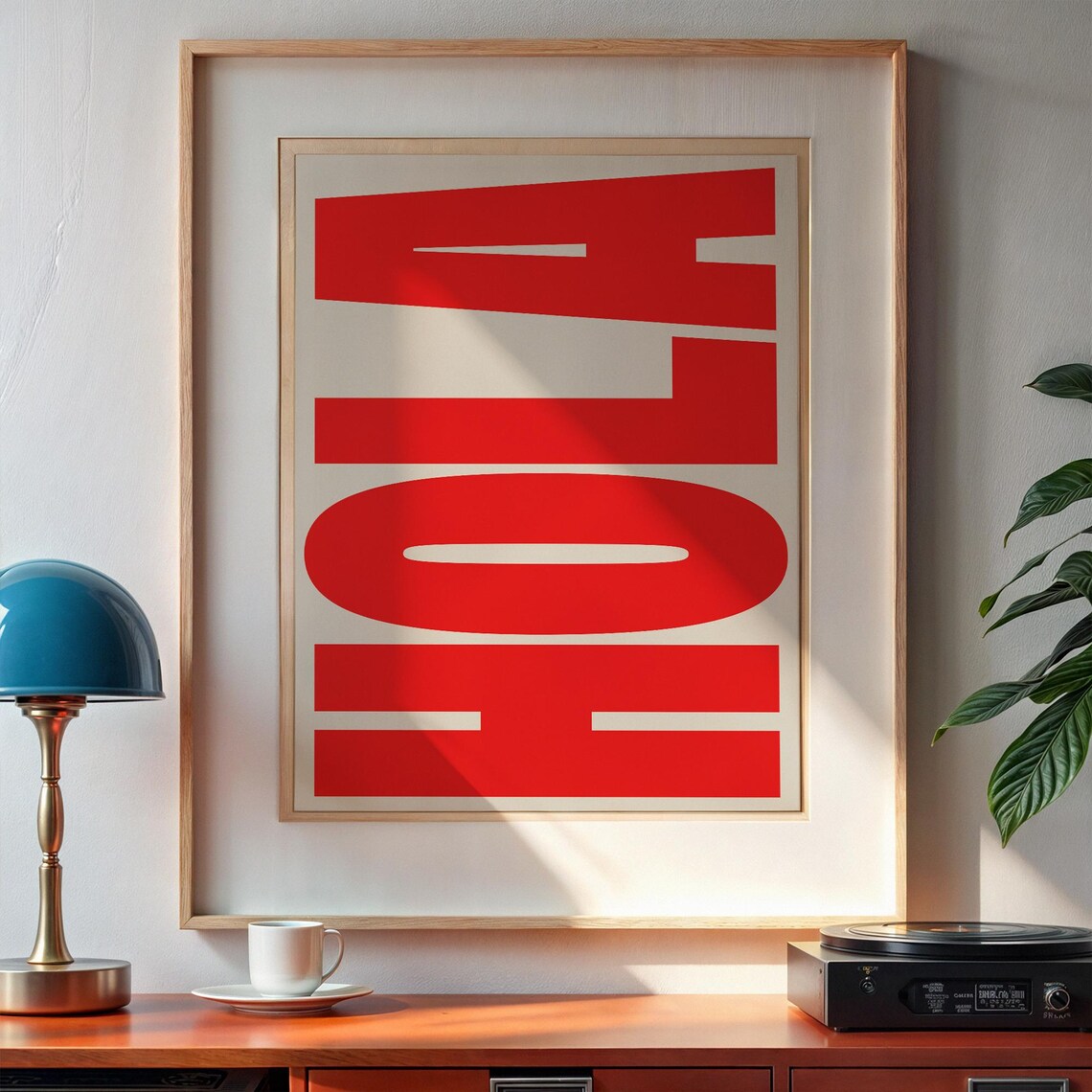 Hola Print Typography, Retro Poster Art