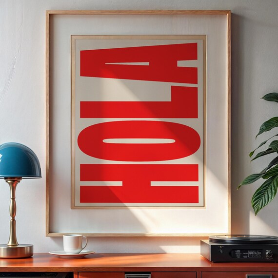 Hola Print Typography, Retro Poster Art
