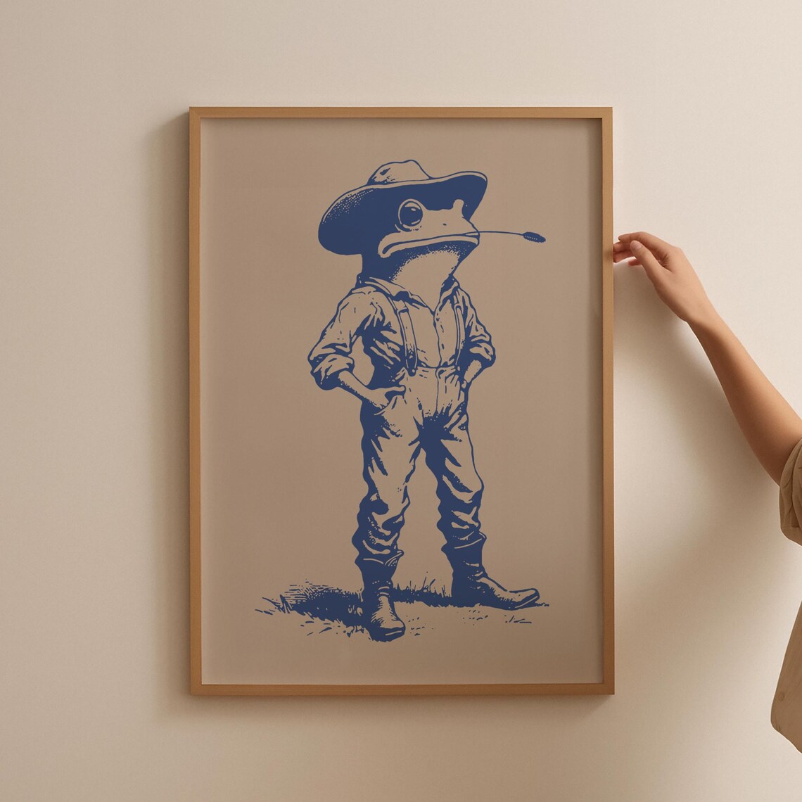 Cowboy Frog Farmer Poster, Southwest Desert Humor