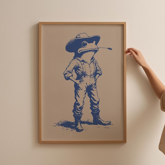 Cowboy Frog Farmer Poster, Southwest Desert Humor