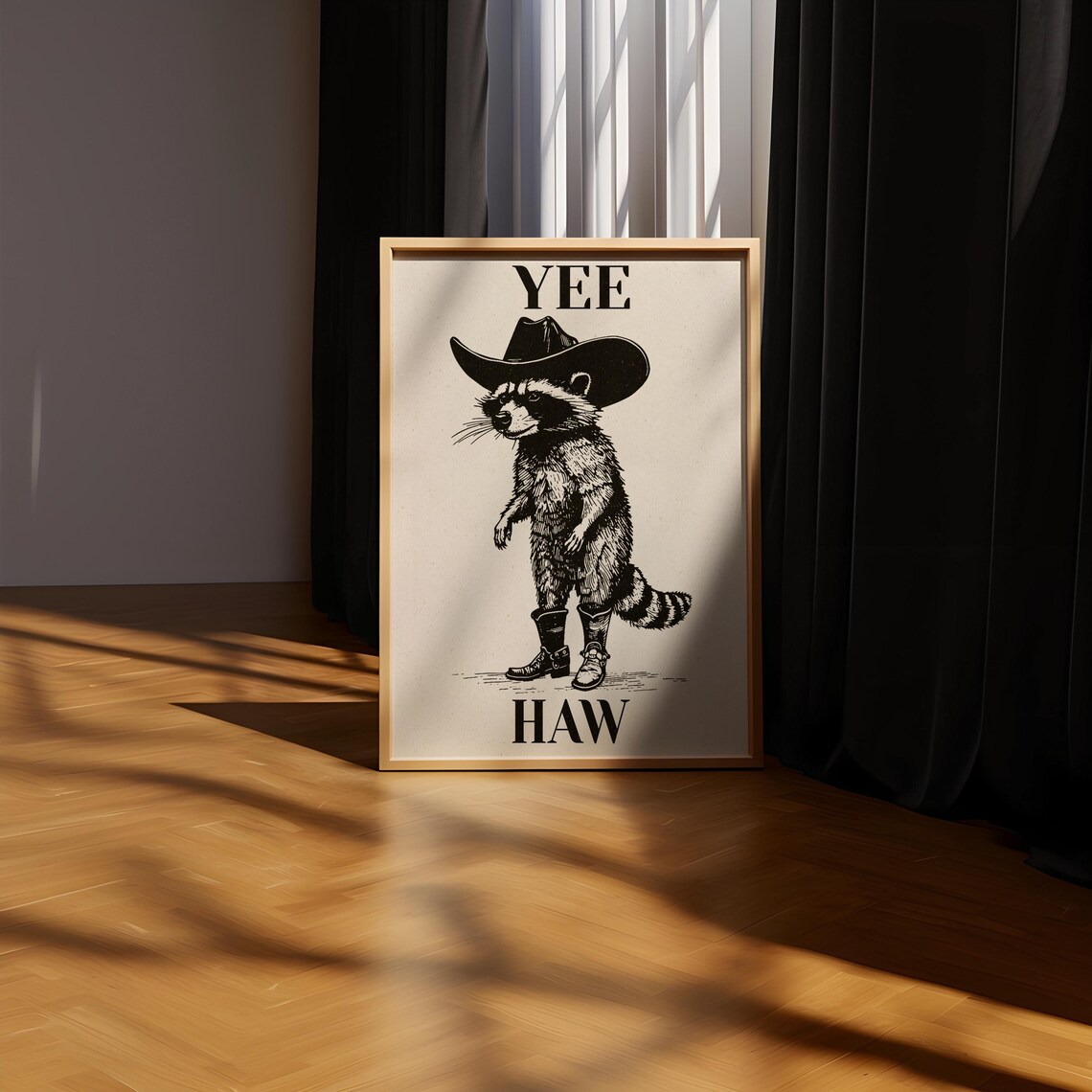 Yeehaw Cowboy Raccoon Poster, Funny Cute Desert Art - Image 2