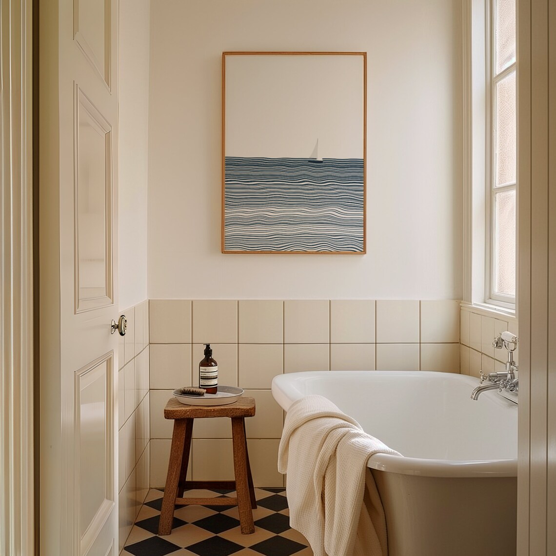 Tiny Sailboat Minimalist Ocean Bathroom Poster - Image 4