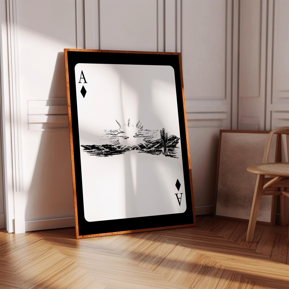 Ace Of Diamonds Western Desert Cactus Playing Card Art Poster - Image 4