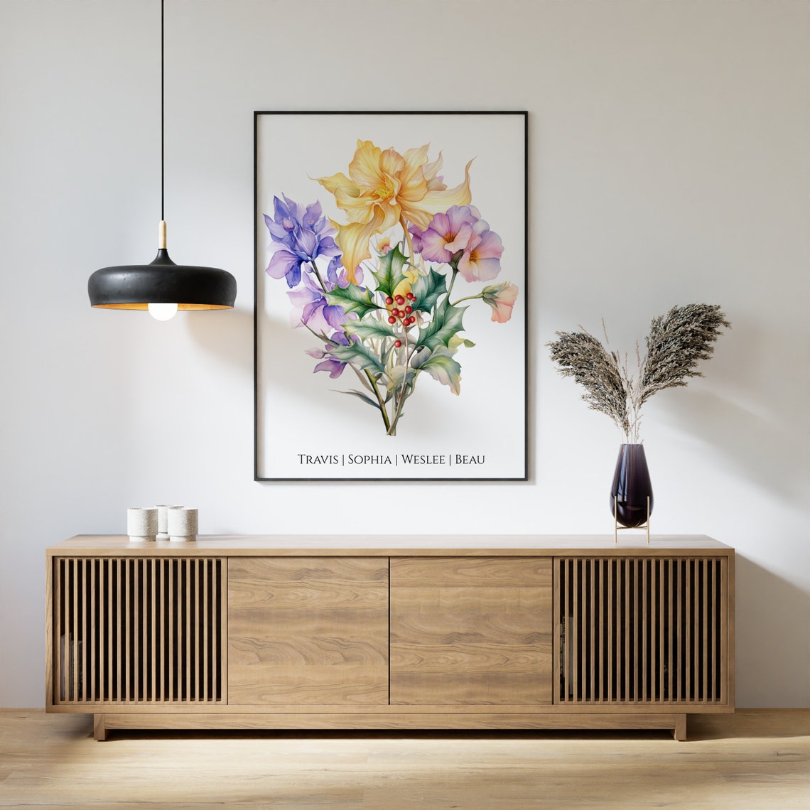 Grandma's Bunch Watercolor Bouquet Poster Personalized Family Gift - Image 4