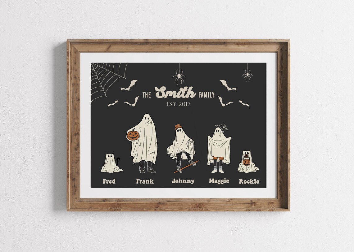Halloween Ghost Family Portrait Personalized Art Print - Image 3