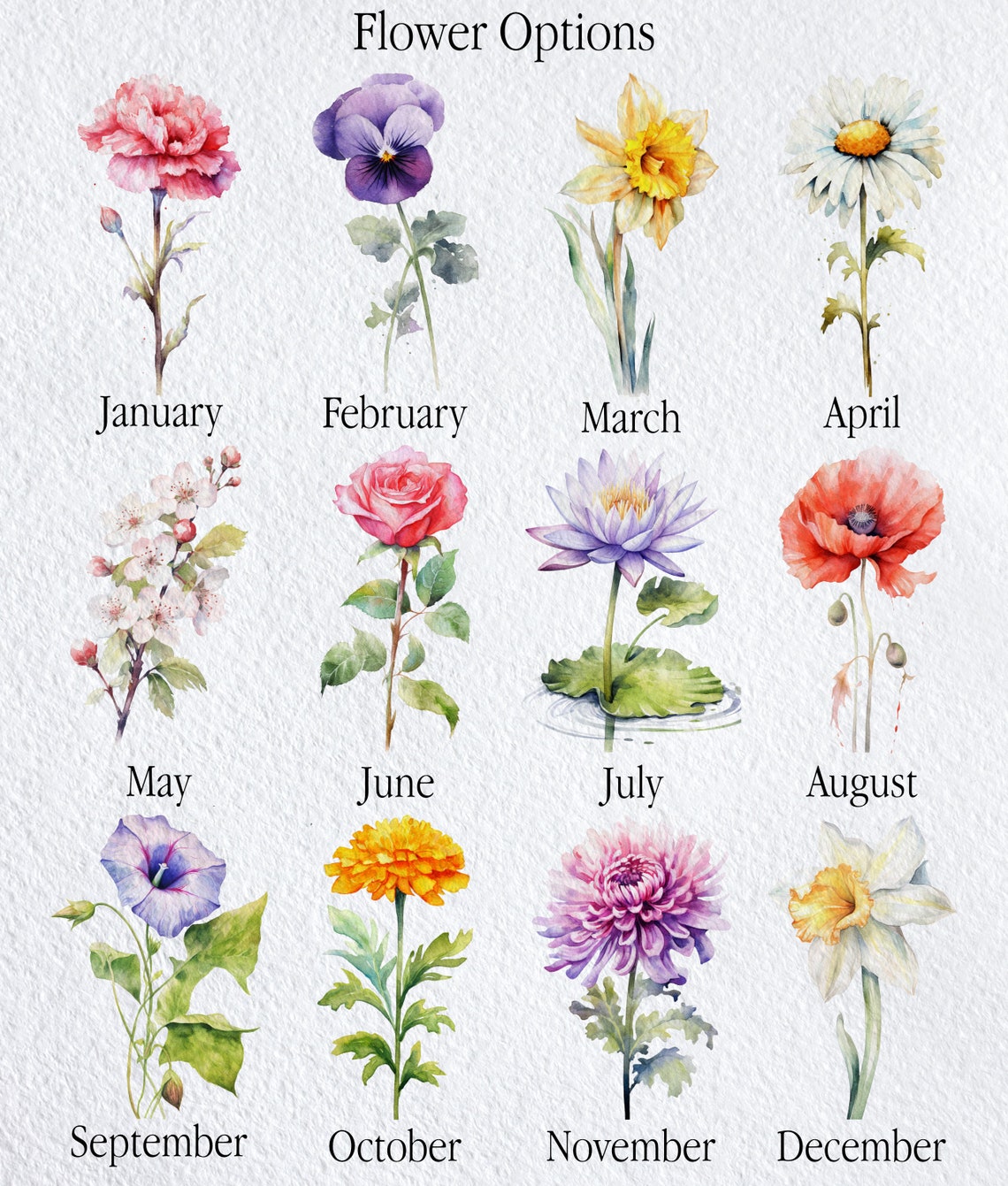 Murphy Personalized Pink Carnation Watercolor Single Bloom Poster - Image 2