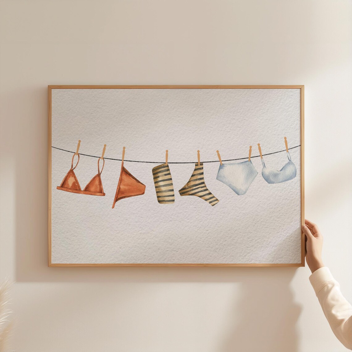Bathing Suits Clothesline Vintage Beach Bathroom Art Print