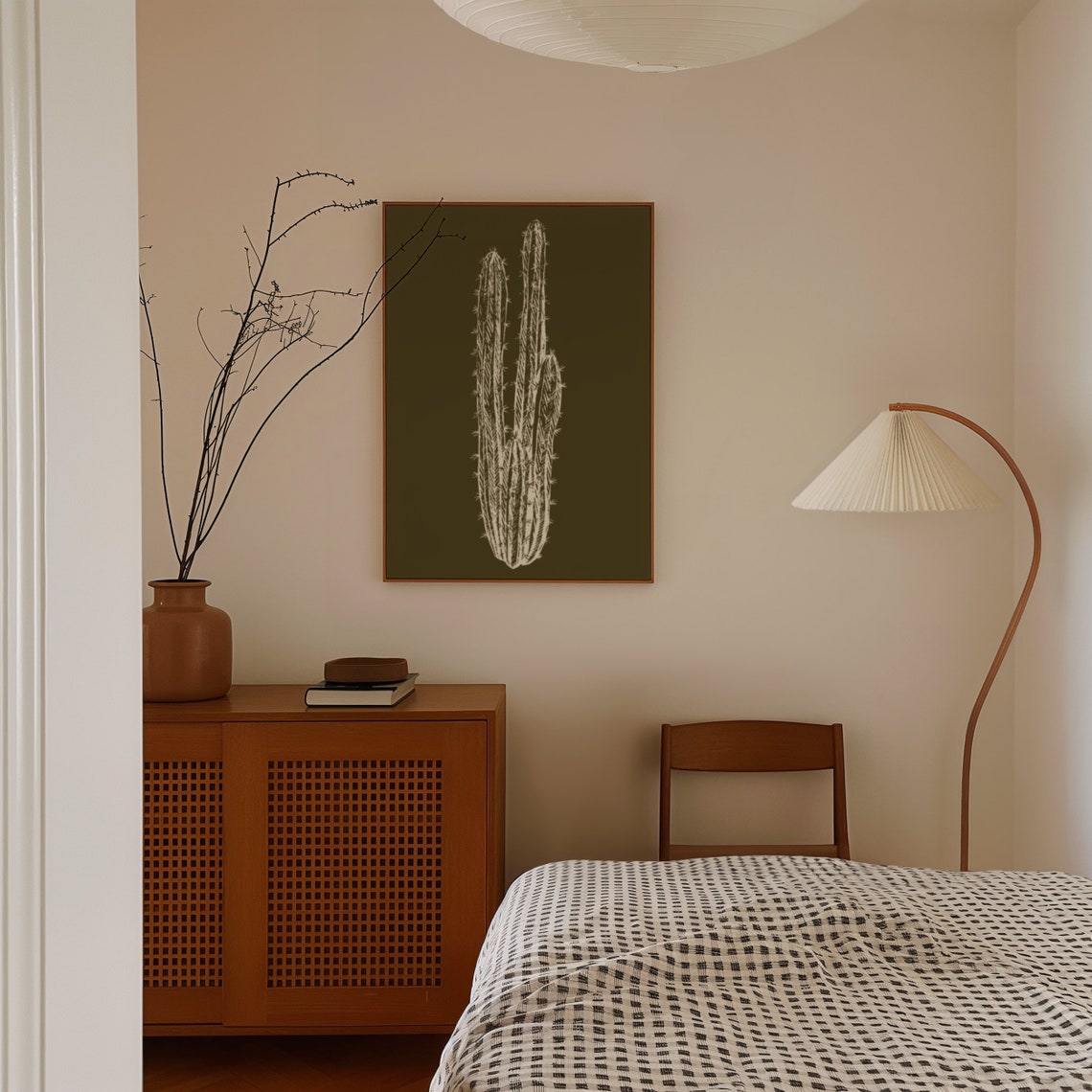Cactus Line Art Dark Olive Botanical Minimalist Desert Art Poster - Image 2