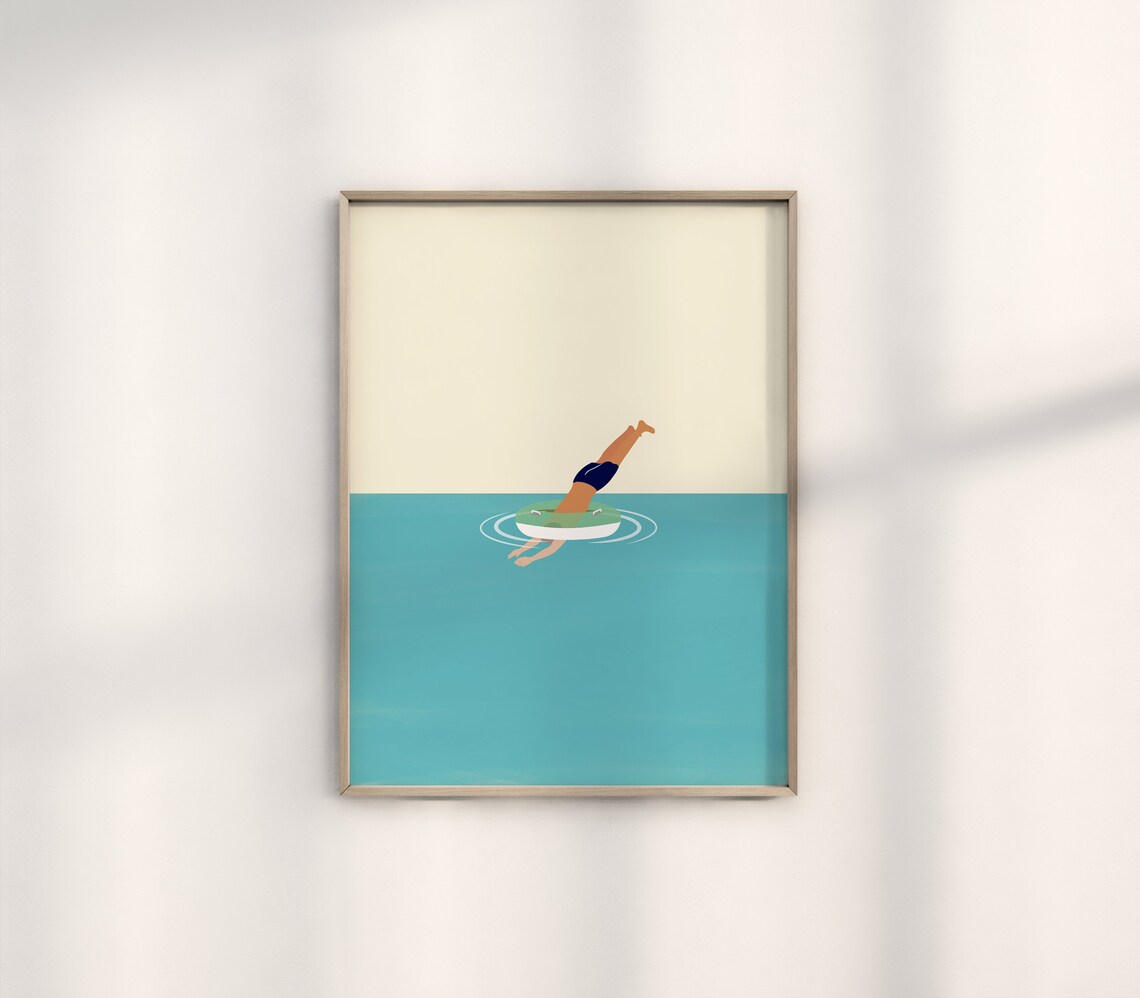 Minimalist Swimming Pool Jumping Tube Art Print