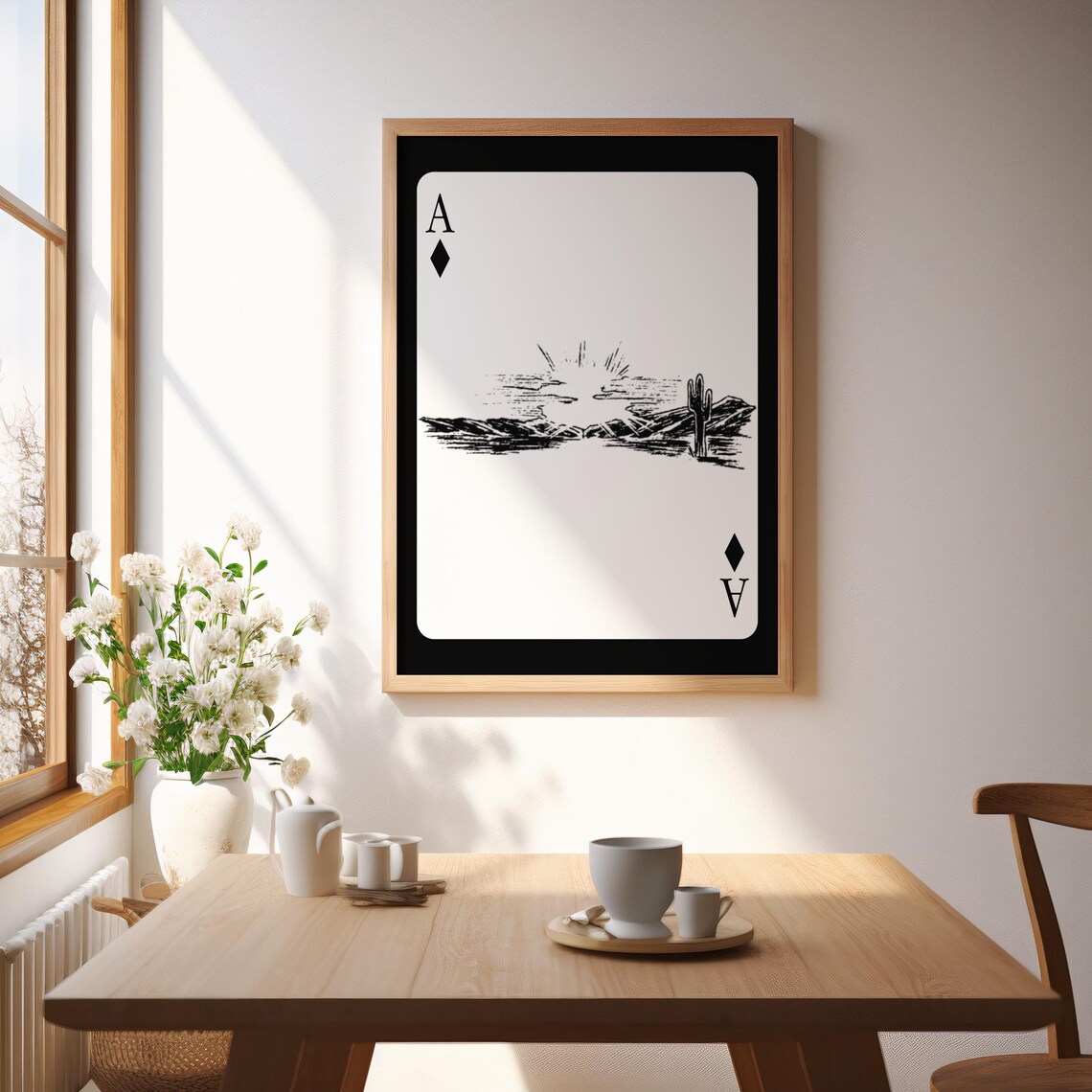 Ace Of Diamonds Western Desert Cactus Playing Card Art Poster - Image 3