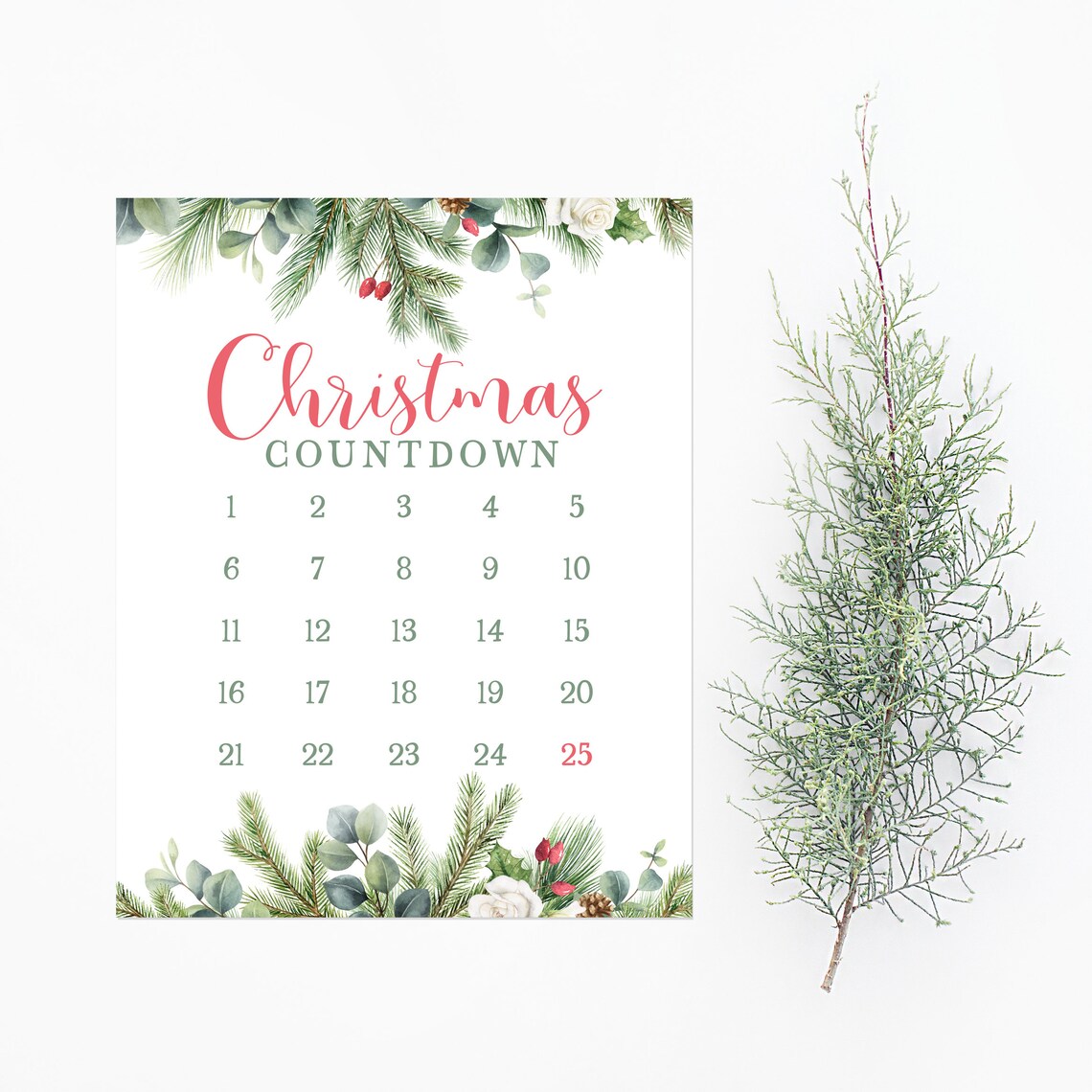 Days Until Christmas Countdown Sign, Holiday Art Print - Image 2