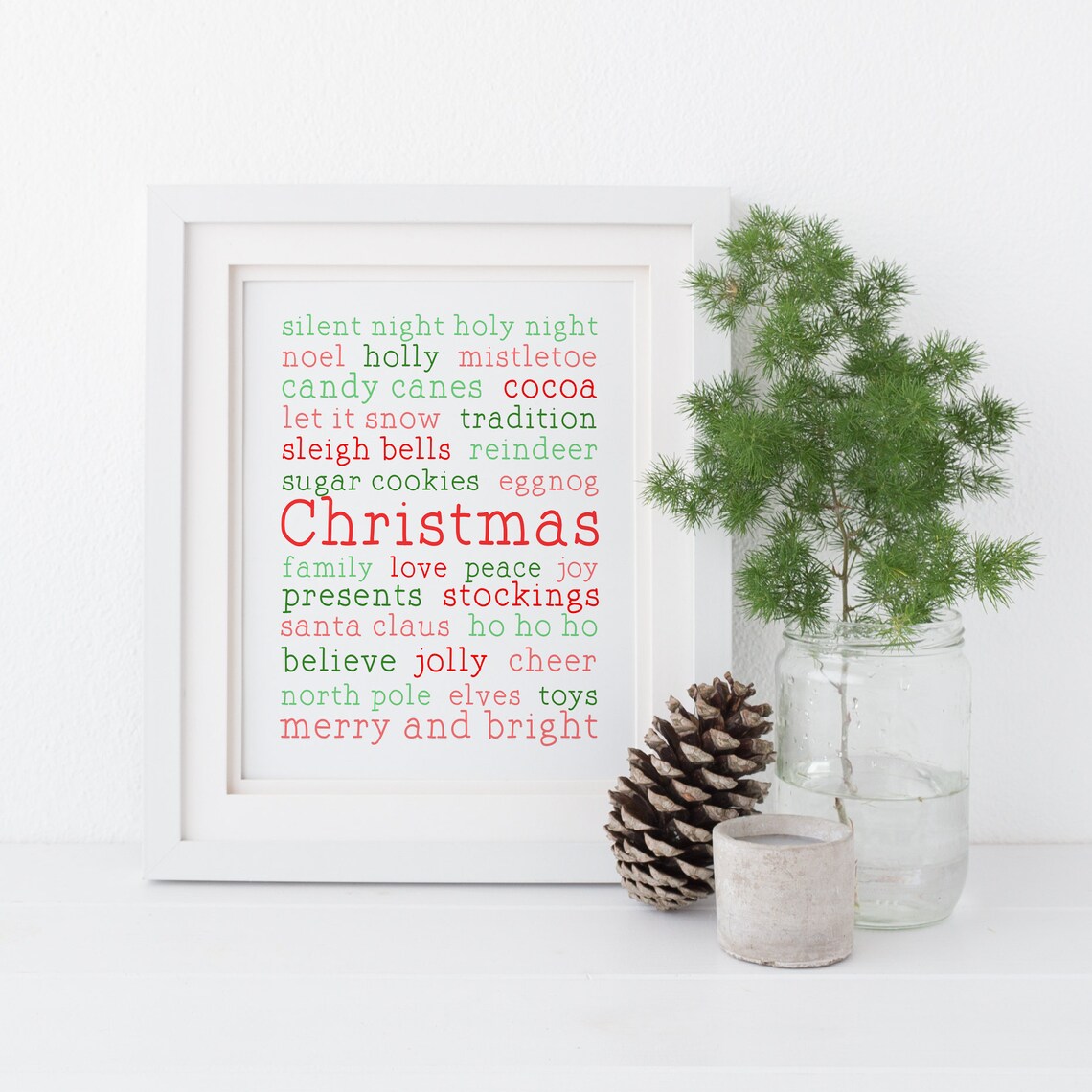 Christmas Words Whimsical Holiday Art Print - Image 3