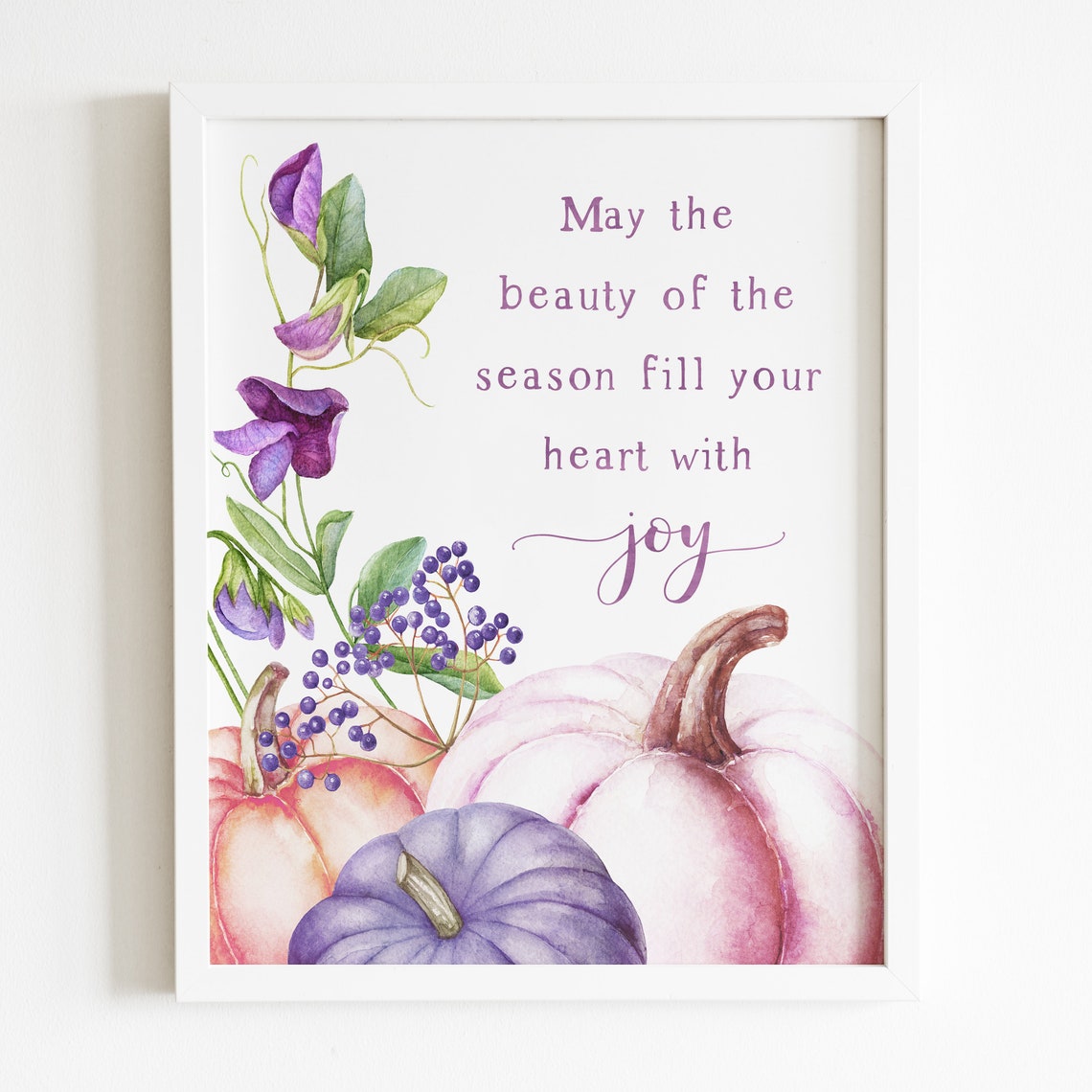 May The Beauty Of The Season Purple Pumpkins Fall Quote Print - Image 5