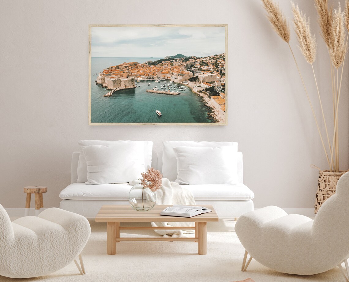 Dubrovnik Old Port City Walls Aerial Adriatic Sea Croatia View Poster - Image 2