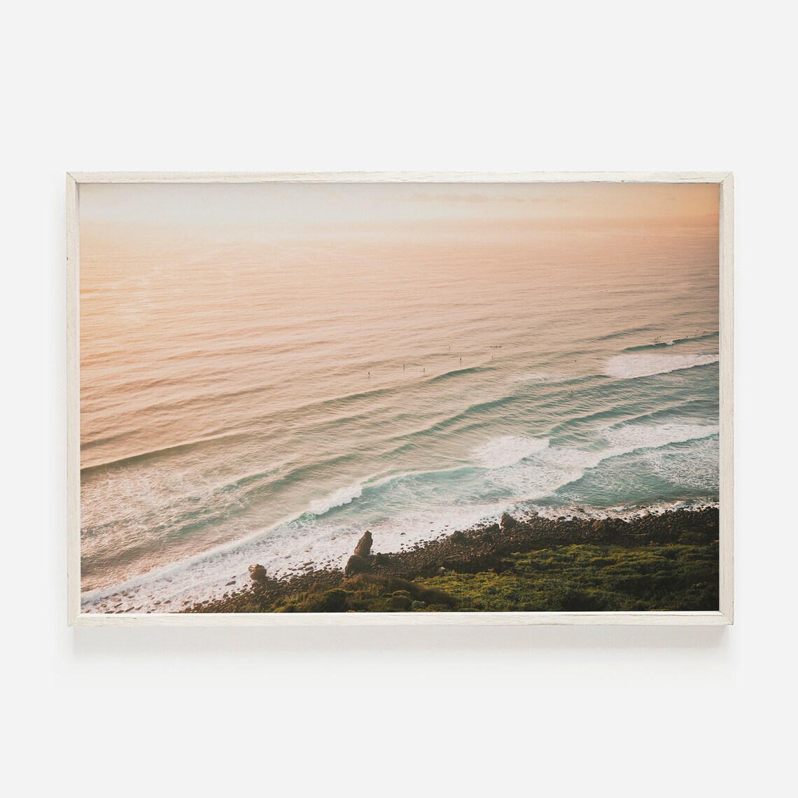 Aerial Beach Sunset Pastel Art Print, Coastal Landscape
