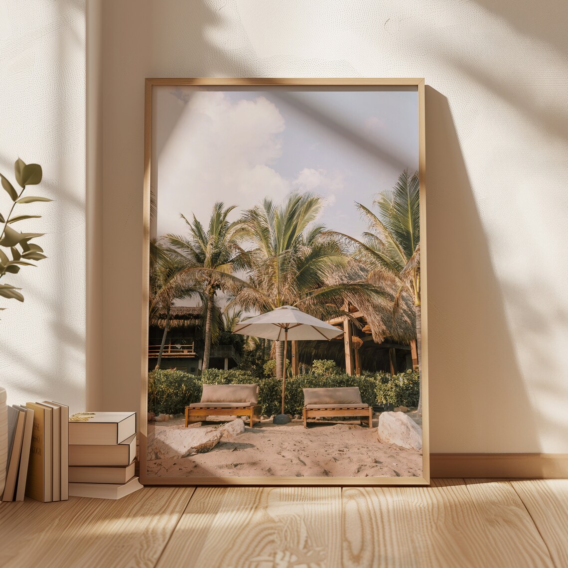 Tulum Beach Resort Palm Shade Lounge Chairs Tropical Escape Poster - Image 4