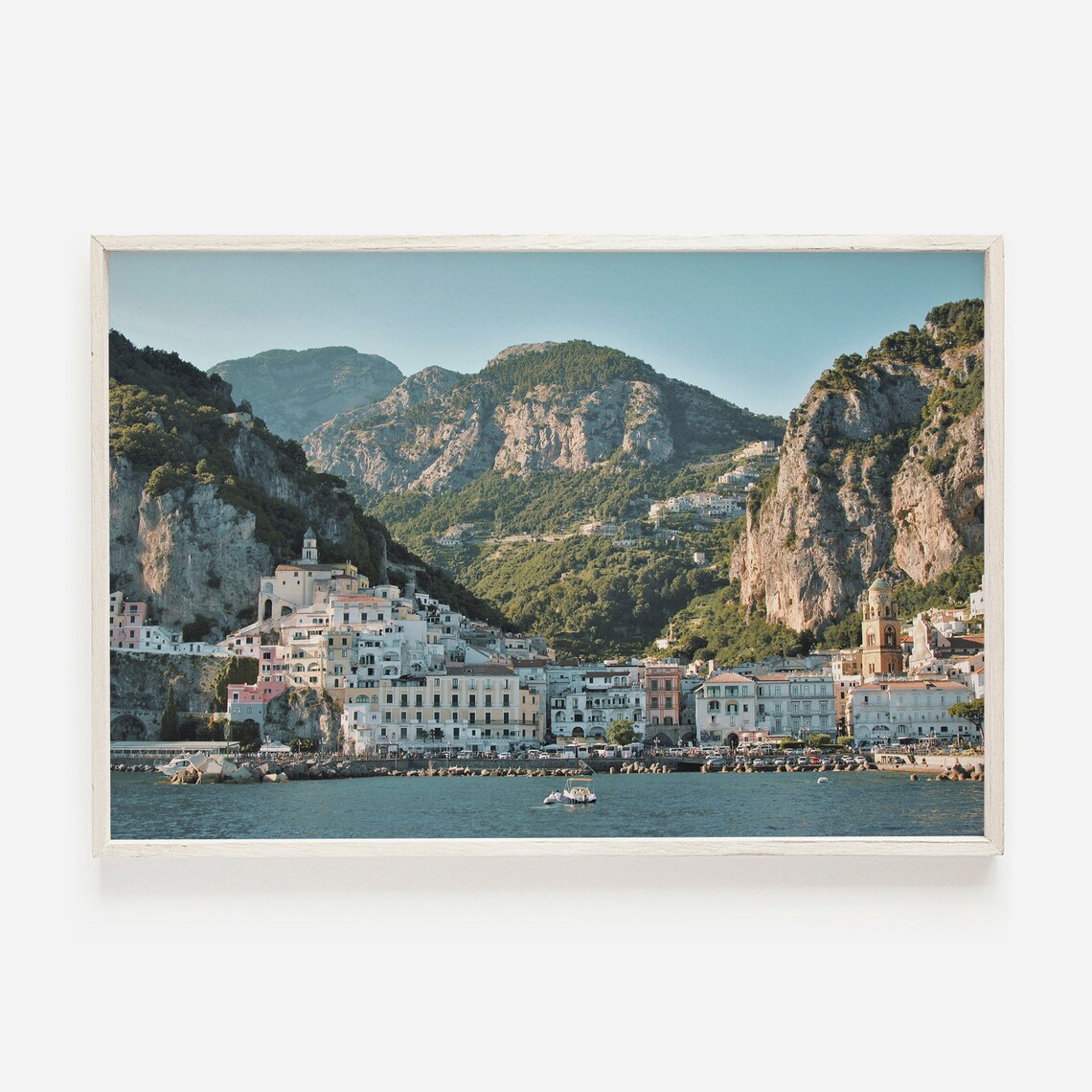 Amalfi Italy Coastal Town Cathedral Dome Sea View Mountains Poster
