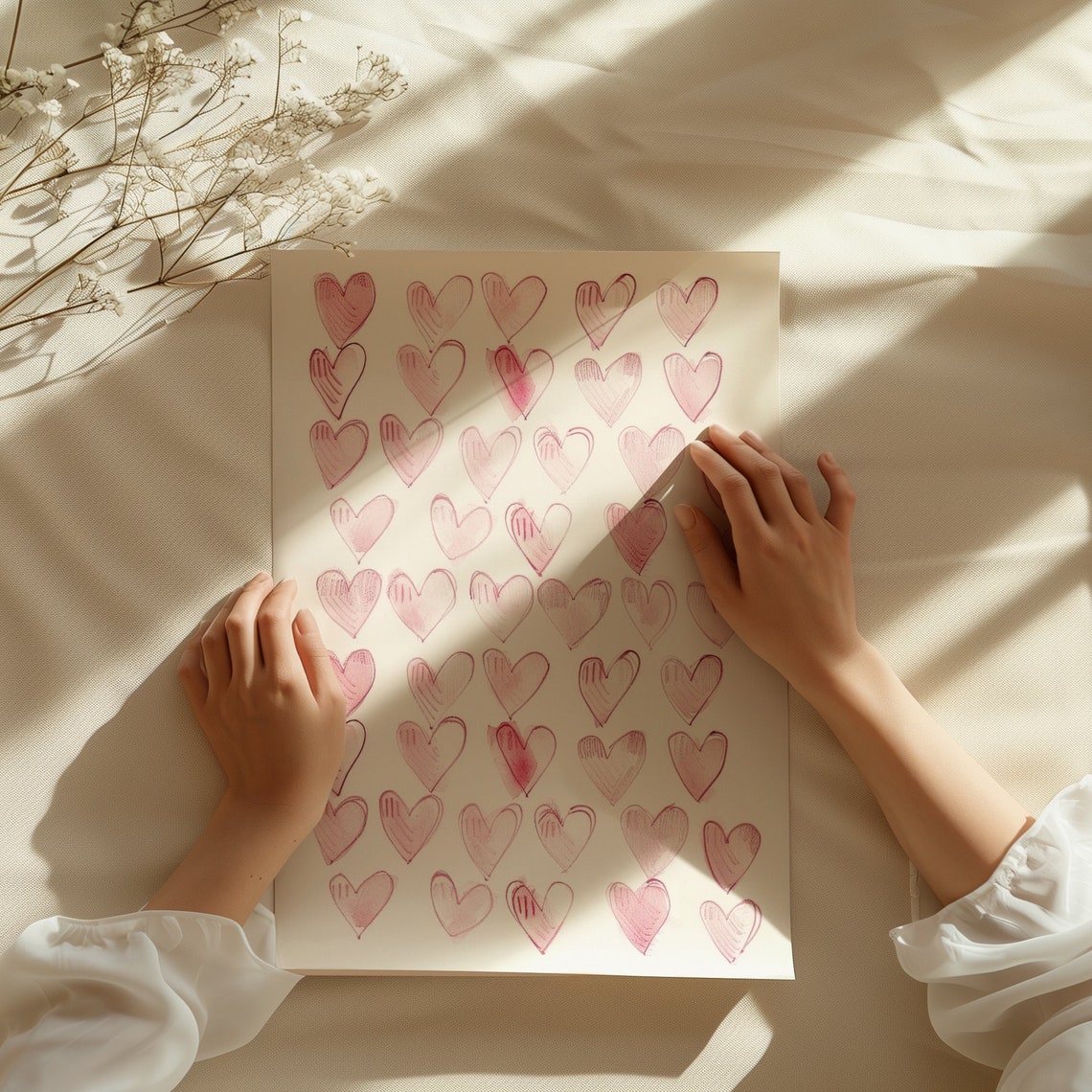 Heart Doodle Drawing Art Trendy Coquette Aesthetic Girly Apartment Decor Feminine Poster Love Club Wall Art Frilly Girls Room Art - Image 3