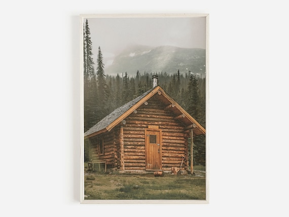 Log Cabin In The Woods Rustic Forest Art Print