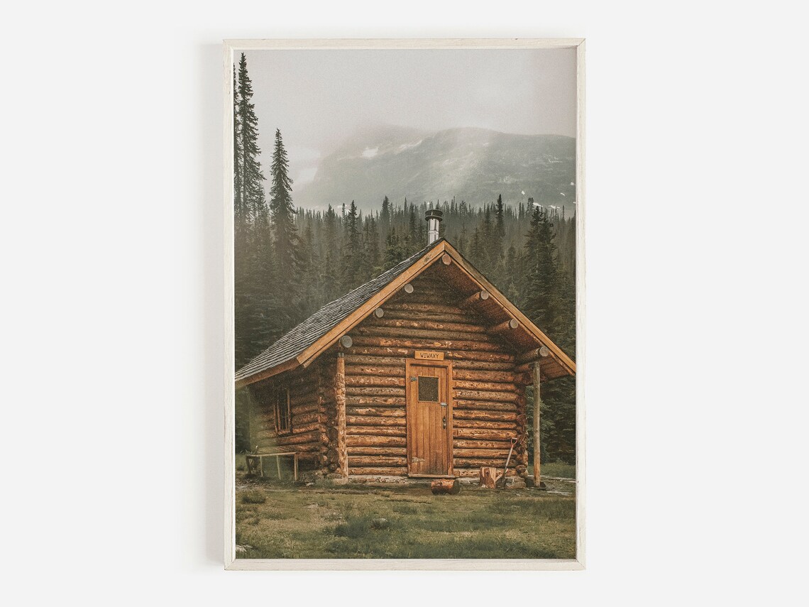 Log Cabin In The Woods Rustic Forest Art Print