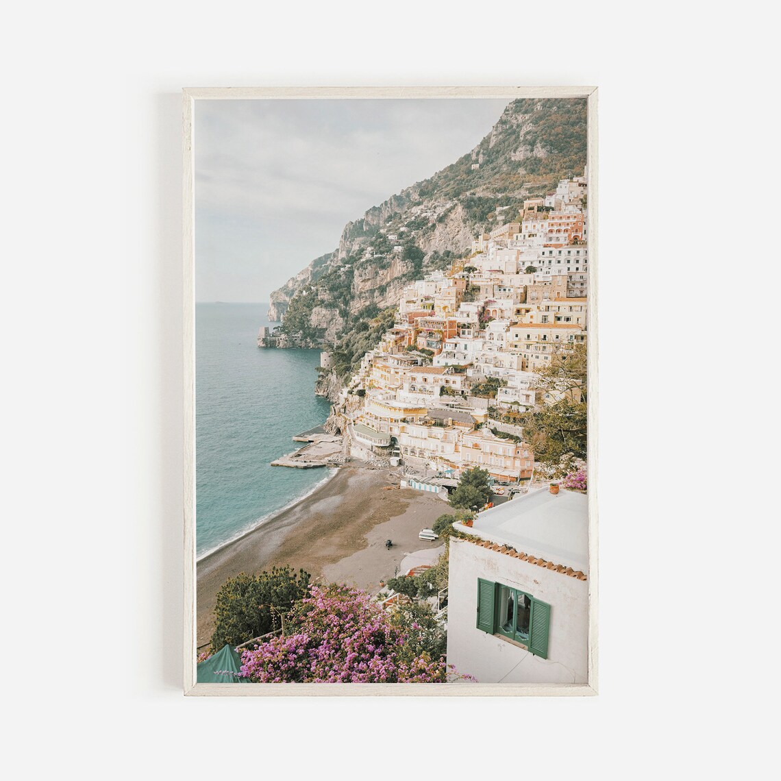 Positano Italy Pastel Village Cliffside Amalfi Coast Village Poster