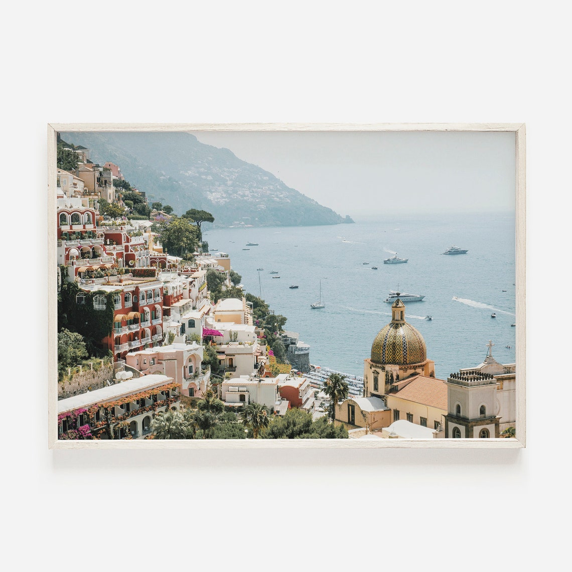 Positano Italy Santa Maria Assunta Dome Bay Yachts Summer View Poster