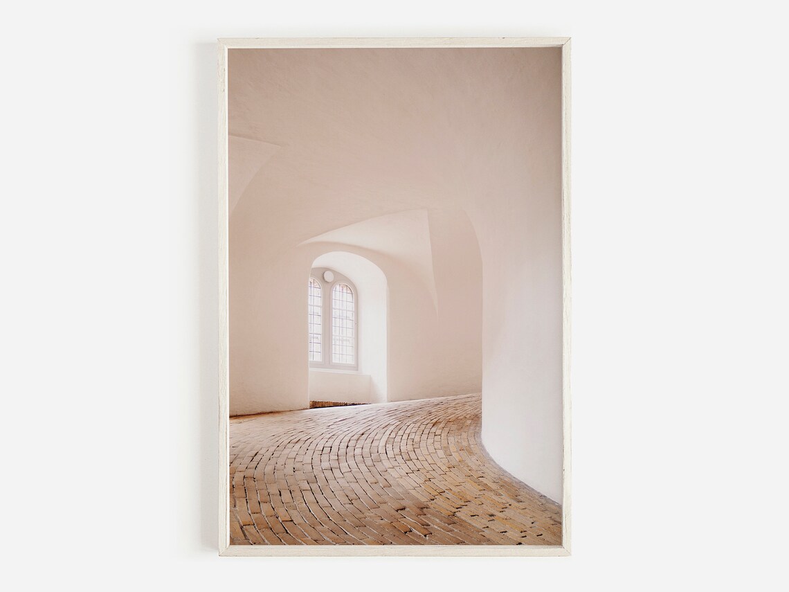 Round Tower Copenhagen Neutral Minimalist Art Print