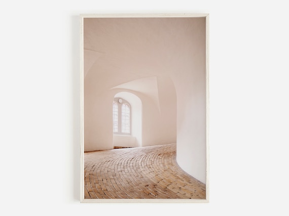 Round Tower Copenhagen Neutral Minimalist Art Print