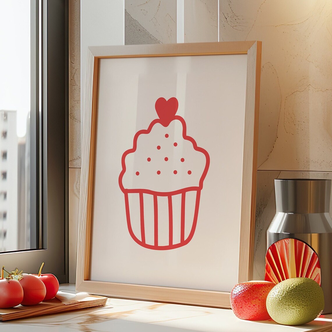 Minimalist Cupcake Kitchen Decor, Playful Poster