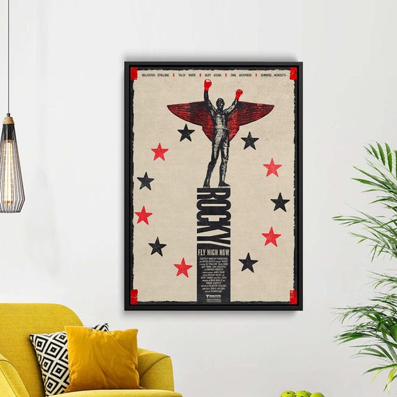 Rocky Minimalist Poster Vintage Movie Wall Art Retro Boxing Motivation Canvas Print For Home Gym And Film Lovers