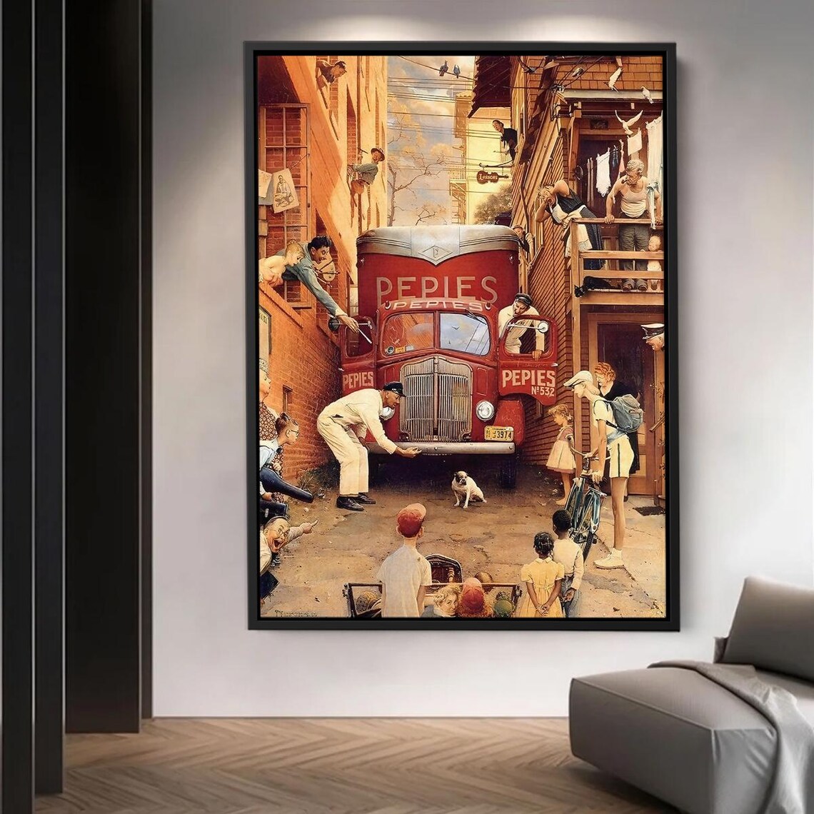 Vintage Pepies Delivery Truck Classic Americana Street Scene Poster
