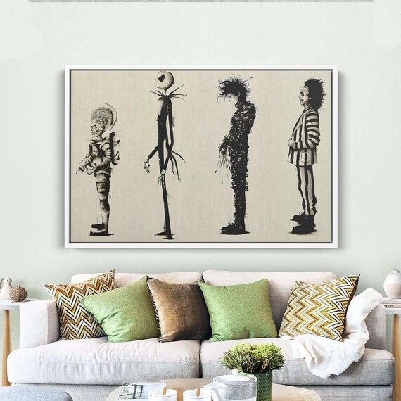 Gothic Characters Illustration Alternative And Unique Style Decorative Canvas Wall Art