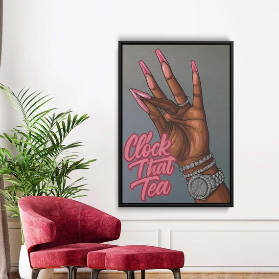 Clock That Tea Pop Art Pink Nails Luxury Diamond Watch Poster