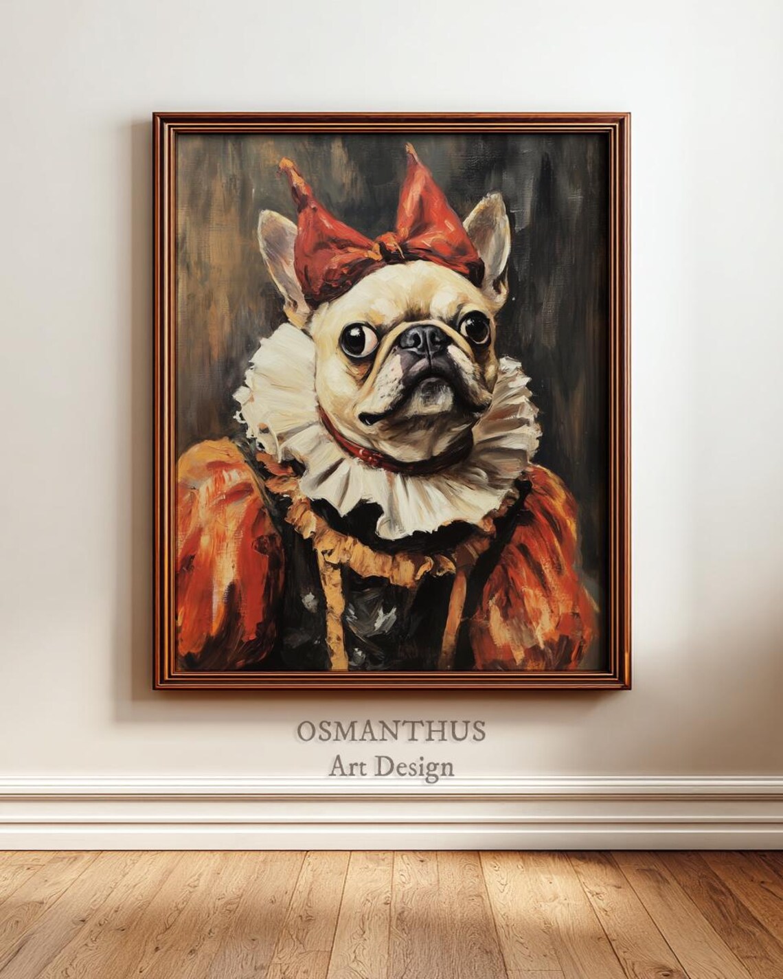 French Bulldog In Red Devil Horns Halloween Costume Dog Poster