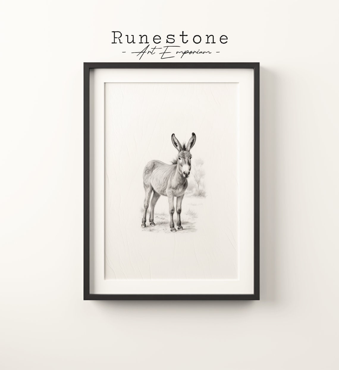 Vintage Donkey Sketch Wall Art Minimalist Hand Drawn Print Animal Drawing
